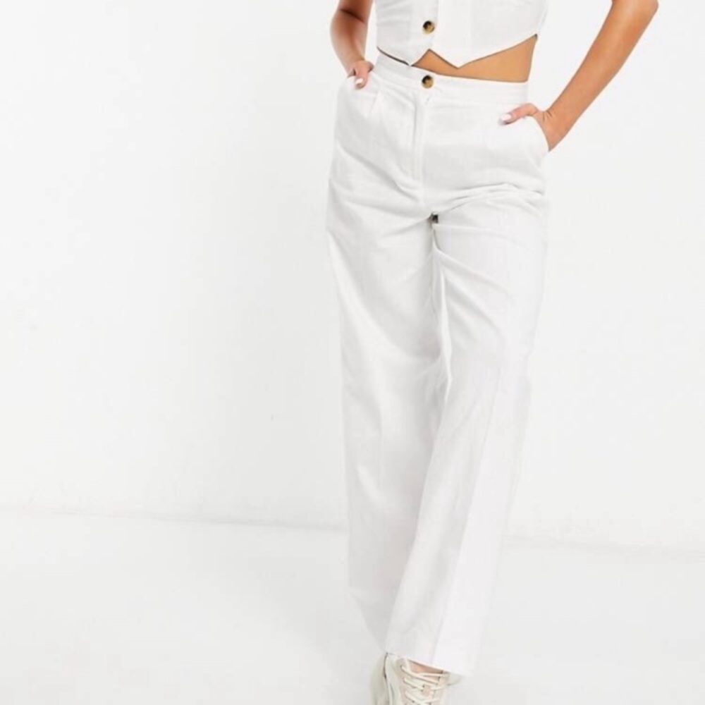ASOS Design Linen Suit Slide Pant Trouser